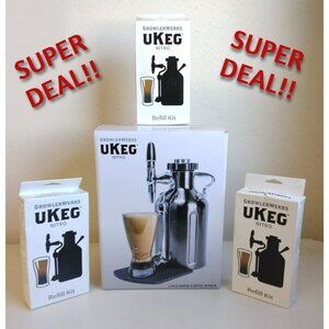 Nitro Cold Brew Coffee Maker with 3 Extra Refill Kits - GrowlerWerks UKEG